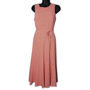 Superfoxx Geometric Print Sleeveless Fit & Flare Midi Dress Orange White XS